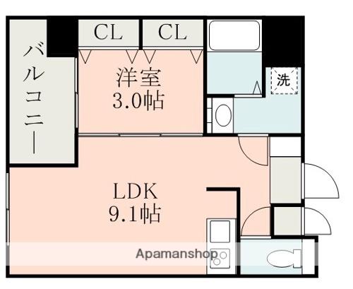 ラ・シック九品寺(1LDK/5階)の間取り写真