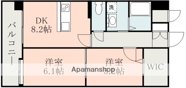 サンフェスタ帯山(2DK/8階)の間取り写真