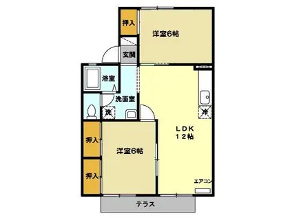 セジュールHAYASHI C棟(2LDK/1階)の間取り写真