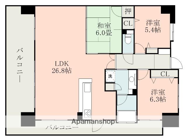 コアマンションルネス九品寺(3LDK/3階)の間取り写真
