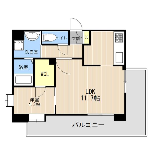 NEXUS水前寺(1LDK/2階)の間取り写真