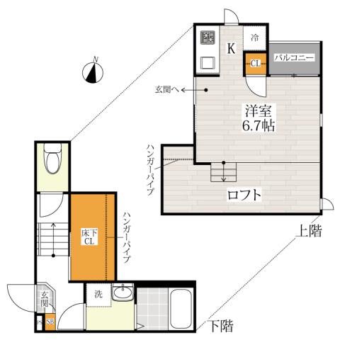 CB琴平ソレイユ(1K/2階)の間取り写真