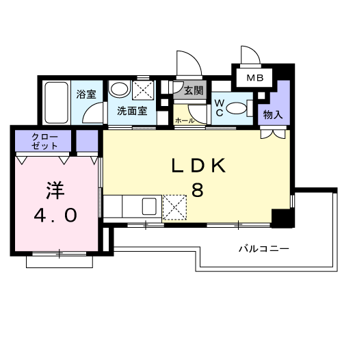 エムステージ藤崎宮(1LDK/3階)の間取り写真