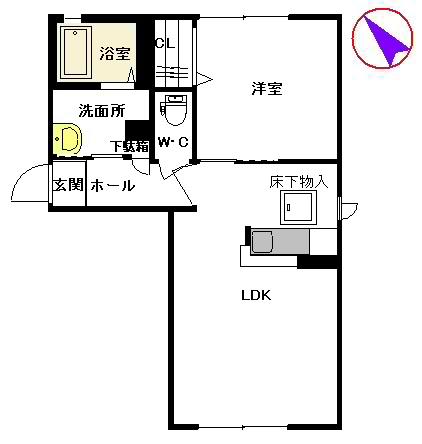 エスポワールⅠ番館(1LDK/1階)の間取り写真