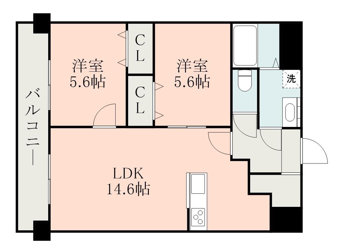 CHAINON楡木(2LDK/5階)の間取り写真