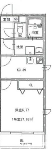 WALEA HALE大江(1K/1階)の間取り写真
