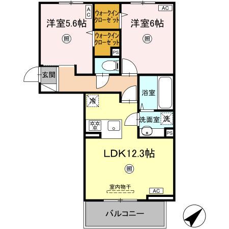 アーバンコート長嶺南(2LDK/2階)の間取り写真