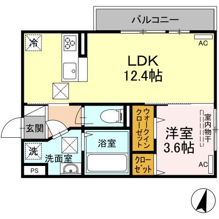 MSA託麻(1LDK/1階)の間取り写真