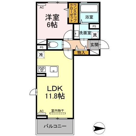RAYS 横手(1LDK/2階)の間取り写真