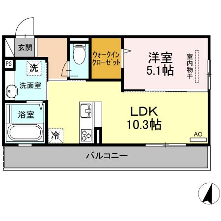 ラ・ティアラ(1LDK/3階)の間取り写真