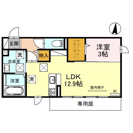 SKYMIT 平成(1LDK/1階)の間取り写真