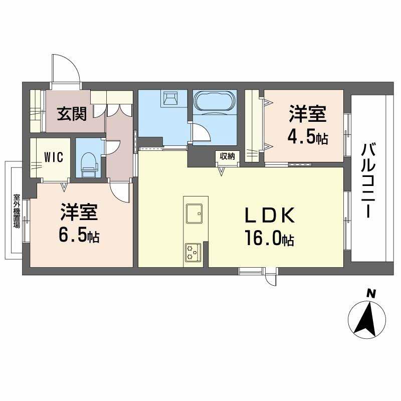 シャーメゾン壺川(2LDK/2階)の間取り写真