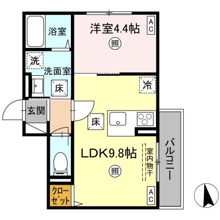 NOAH(1LDK/1階)の間取り写真