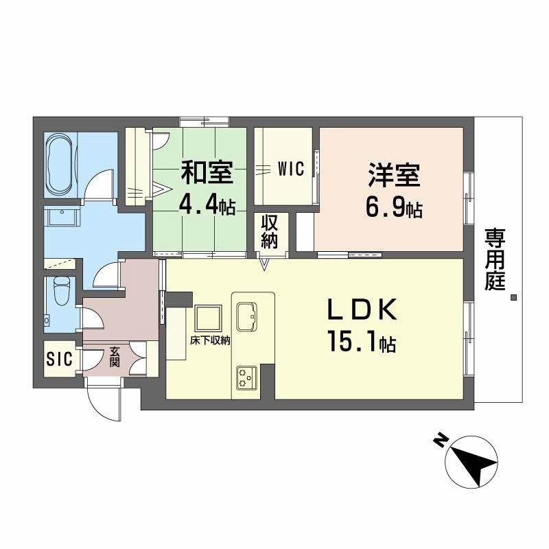 シャーメゾン 新屋敷 PREMIUM(2LDK/1階)の間取り写真