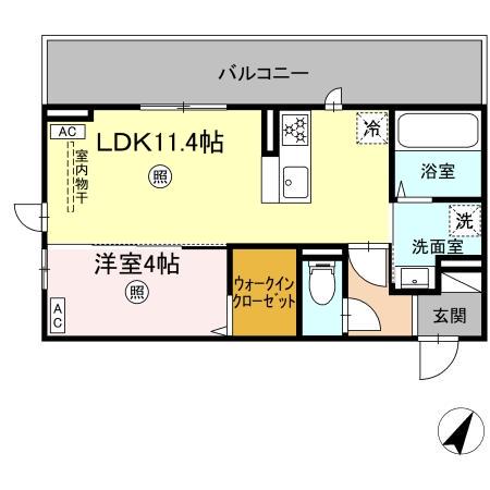 西熊本MY(1LDK/2階)の間取り写真