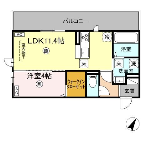 西熊本MY(1LDK/1階)の間取り写真