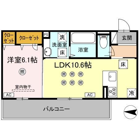アフェリーチェ A棟(1LDK/1階)の間取り写真
