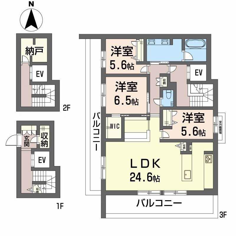 ムライチ・大江プレミアム(3LDK/3階)の間取り写真