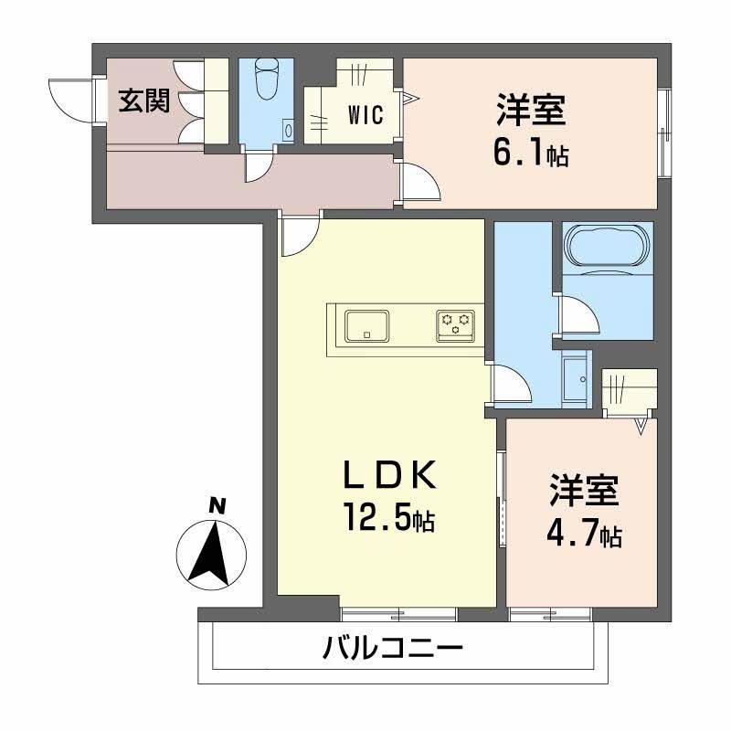 シャーメゾンHARU(2LDK/2階)の間取り写真