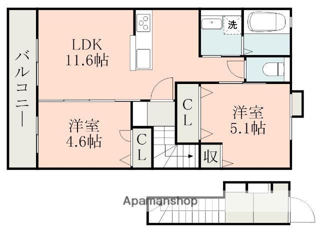 ハイムレトア(2LDK/2階)の間取り写真