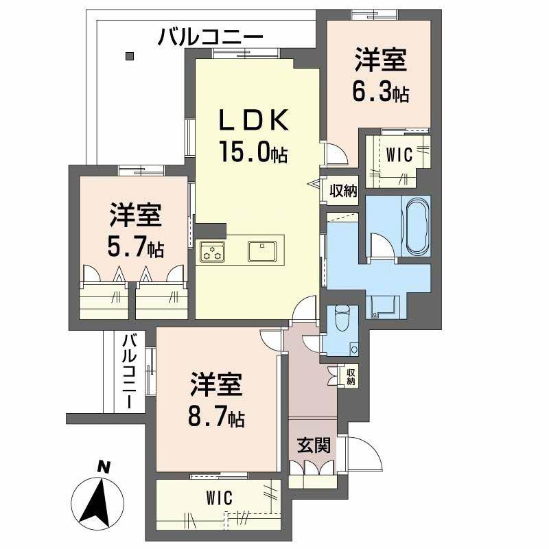 MOANA GARDEN 水前寺(3LDK/2階)の間取り写真