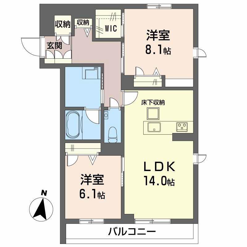 MOANA GARDEN 水前寺(2LDK/1階)の間取り写真