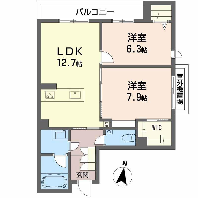 MOANA GARDEN 水前寺(2LDK/4階)の間取り写真