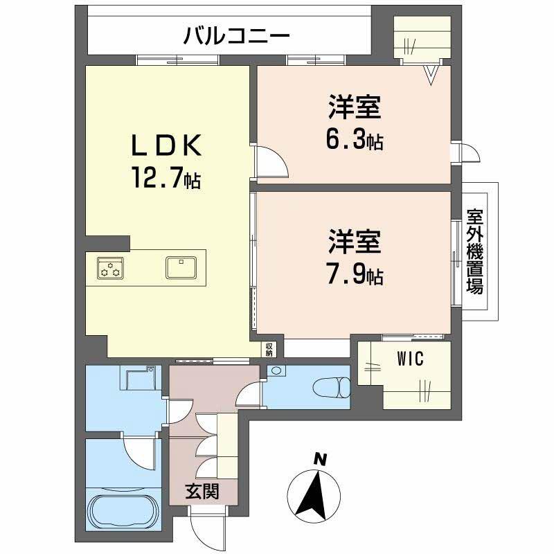 MOANA GARDEN 水前寺(2LDK/2階)の間取り写真