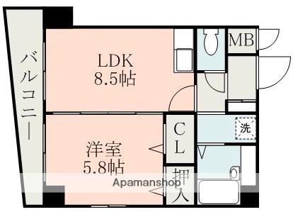 プレア九品寺(1LDK/10階)の間取り写真