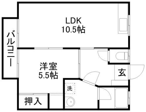 ベルツリーハイツ(1LDK/2階)の間取り写真