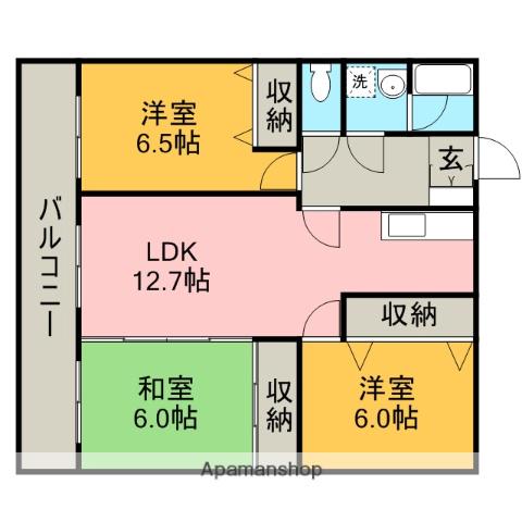 ヴェルデ優(3LDK/2階)の間取り写真