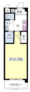 メモリーハイツⅡ(1K/3階)の間取り写真