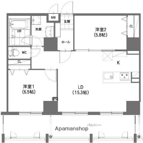 LA CHIC CERISE(2LDK/6階)の間取り写真