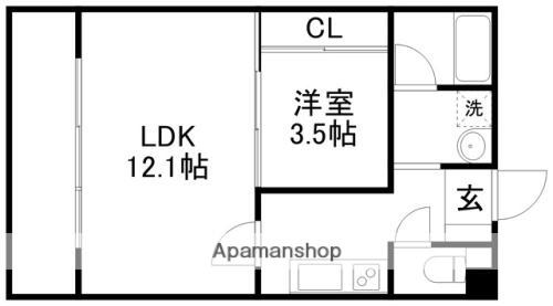 プラッツ下南部(1LDK/2階)の間取り写真