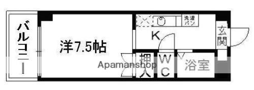 マーカス九品寺(1K/3階)の間取り写真