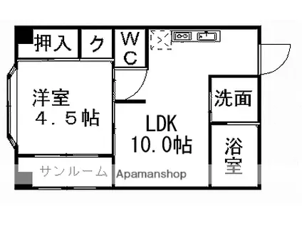 島中ビル(1LDK/4階)の間取り写真