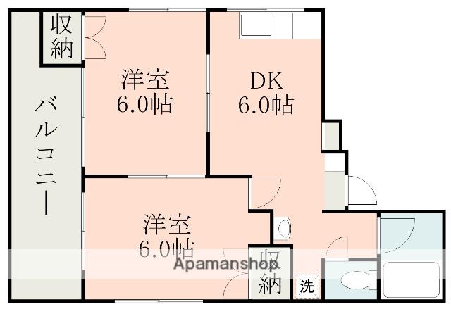 ハイムセラ九品寺(2DK/5階)の間取り写真