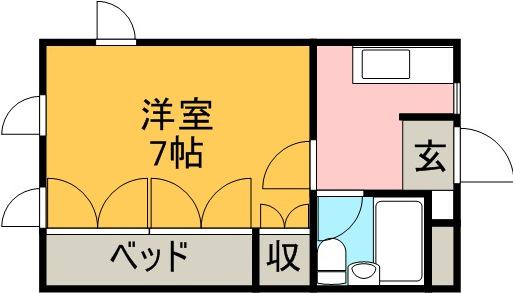 リーガルコートB(1K/4階)の間取り写真