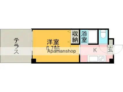 ロフティ大江(1K/1階)の間取り写真