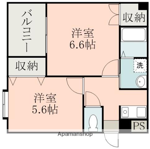 インターフェイスビル(2K/4階)の間取り写真