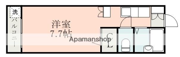 ファッティ黒髪(ワンルーム/2階)の間取り写真