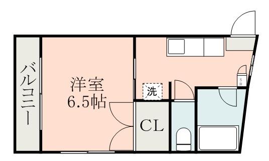 ヴィサージュ大江(1K/2階)の間取り写真