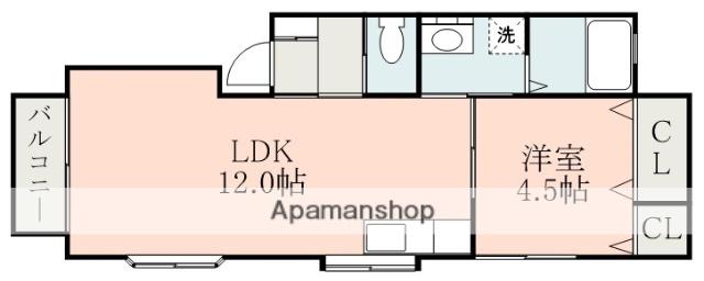 ヴェルテス江津(1LDK/2階)の間取り写真