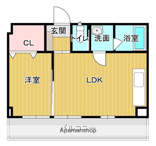 シャトー鉄砲塚(1LDK/3階)の間取り写真