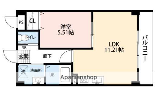 グランソシエ黒髪Ⅱ(1LDK/2階)の間取り写真