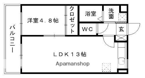 ハーモニー国府(1LDK/4階)の間取り写真