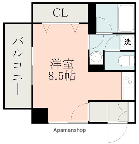 サテンドール黒髪(ワンルーム/9階)の間取り写真