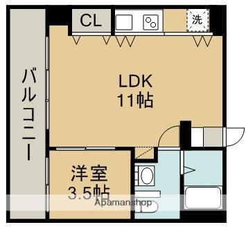 HAPPYFEELINSHINMACHI(1LDK/2階)の間取り写真