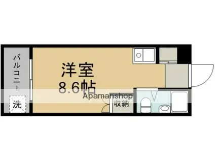 水前寺北スカイマンション(ワンルーム/4階)の間取り写真