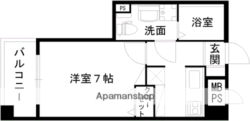 レジディア熊本辛島(1K/4階)の間取り写真